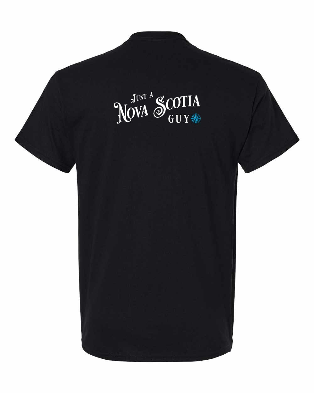 Just a Nova Scotia Guy blue Left Chest and Back mens-tee