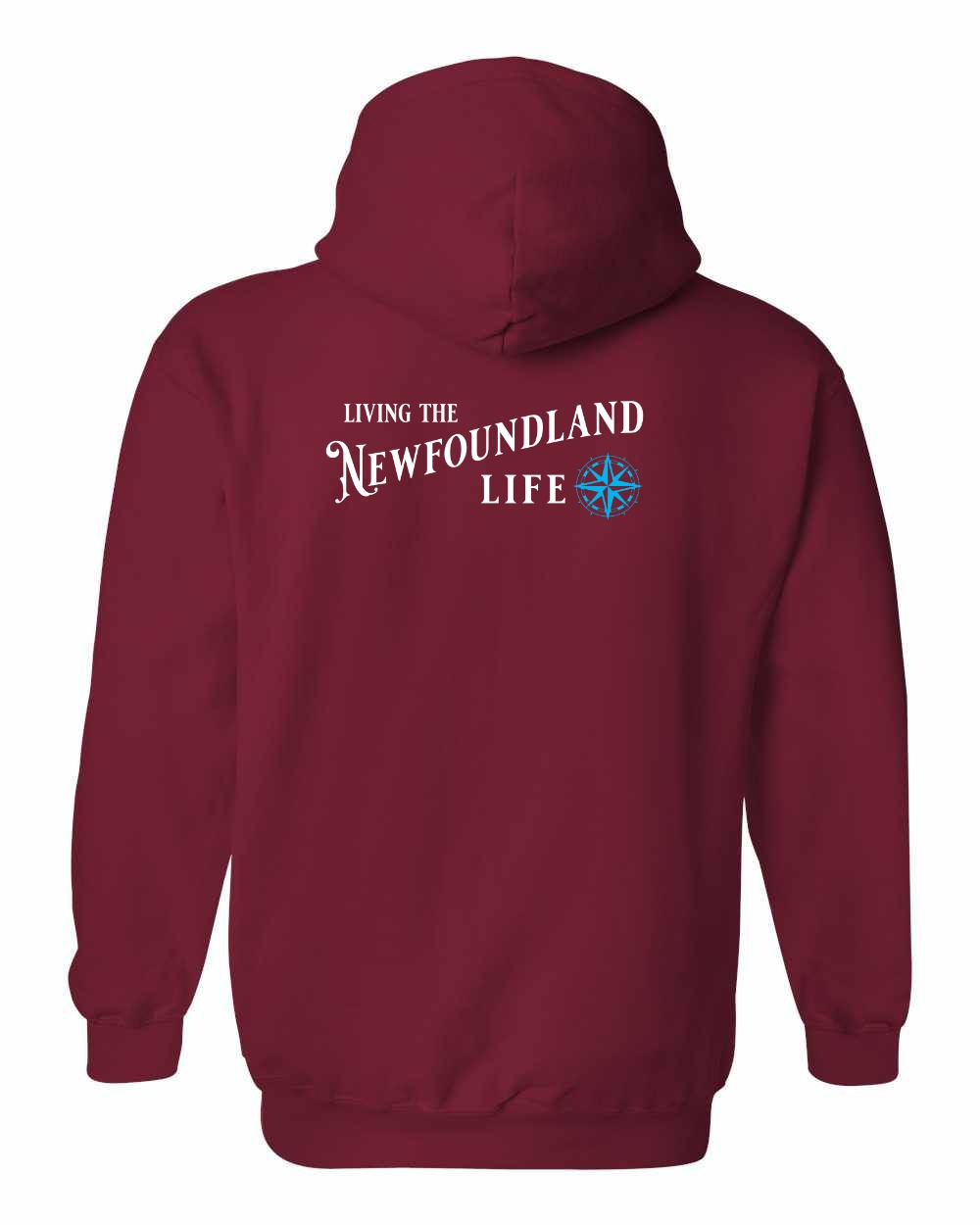 Living the Newfoundland Life blue Left Chest and Back Pullover