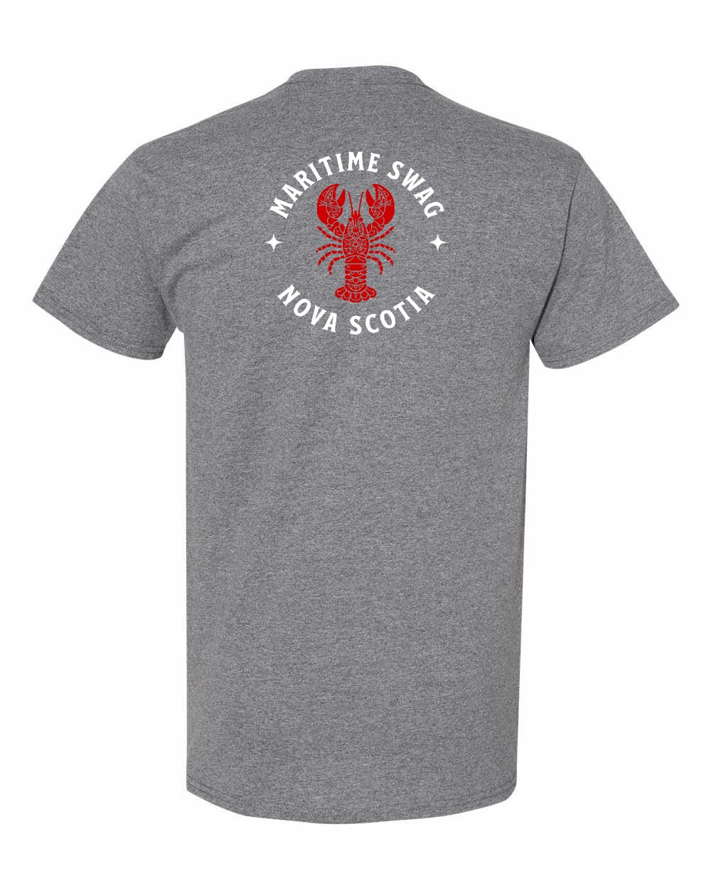 Maritime Swag Nova Scotia Mandala Red Lobster Left Chest and Back mens-tee