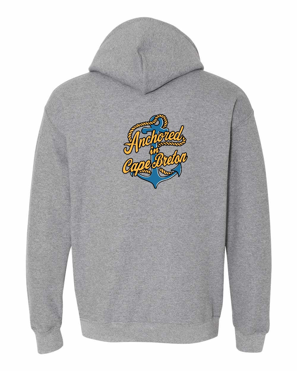 Anchored in Cape Breton (New Design) Left Chest and Back Pullover Hoodie
