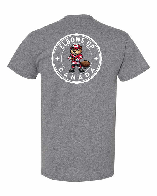 Elbows Up Beaver Left Chest & Back Men's Tee