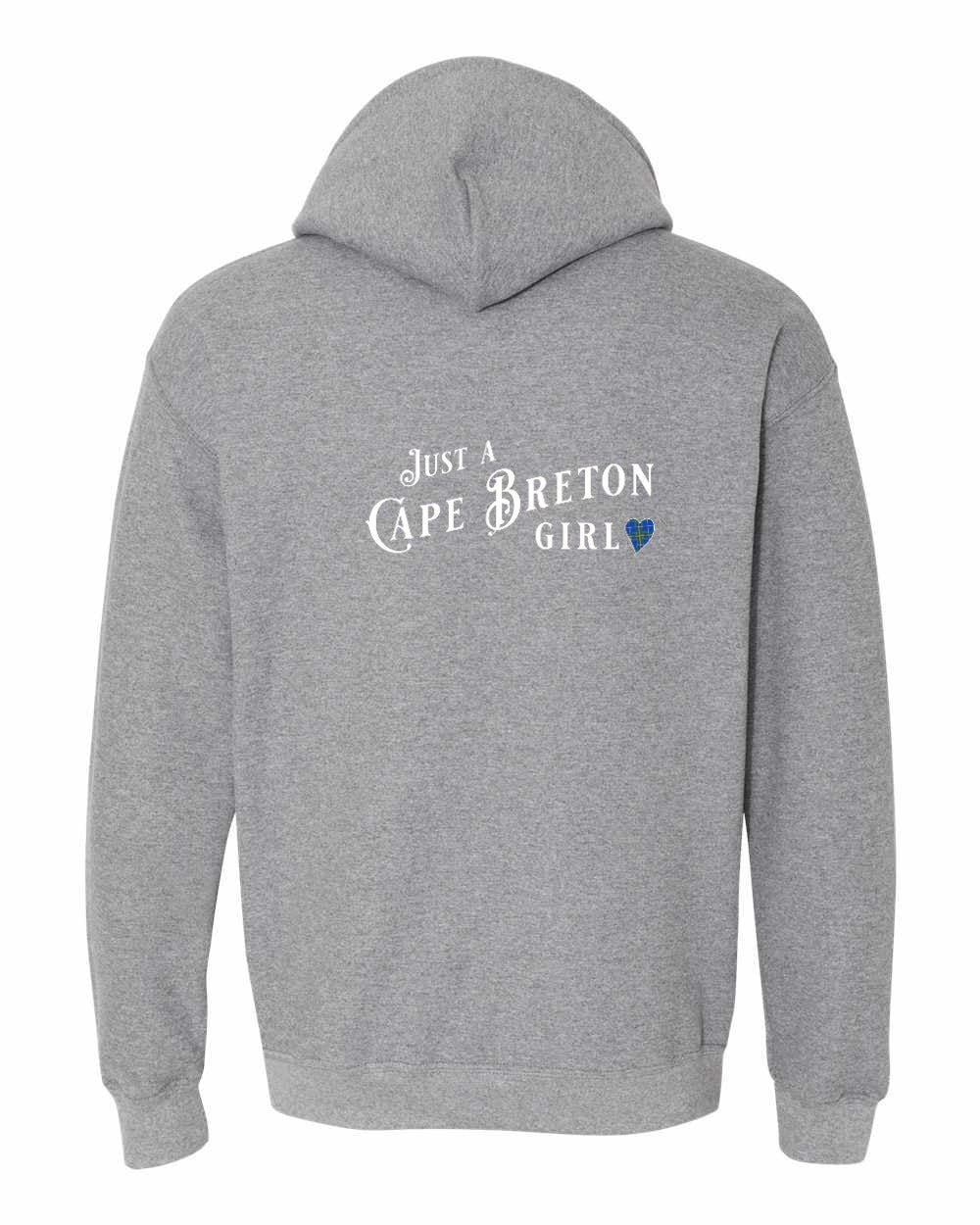 Just a Cape Breton Girl Tartan Left Chest and Back Pullover Hoodie
