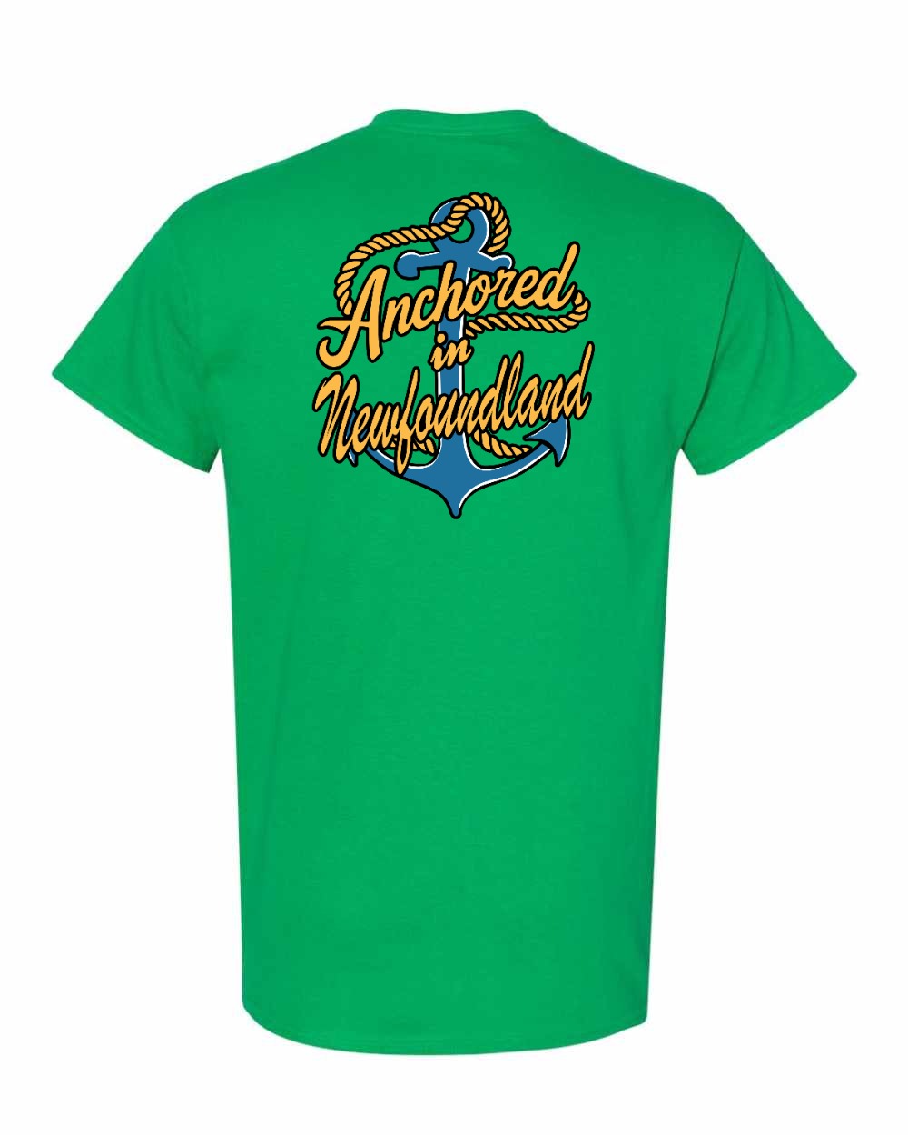 Anchored in Newfoundland (New Design) Left Chest and Back Men's Tee