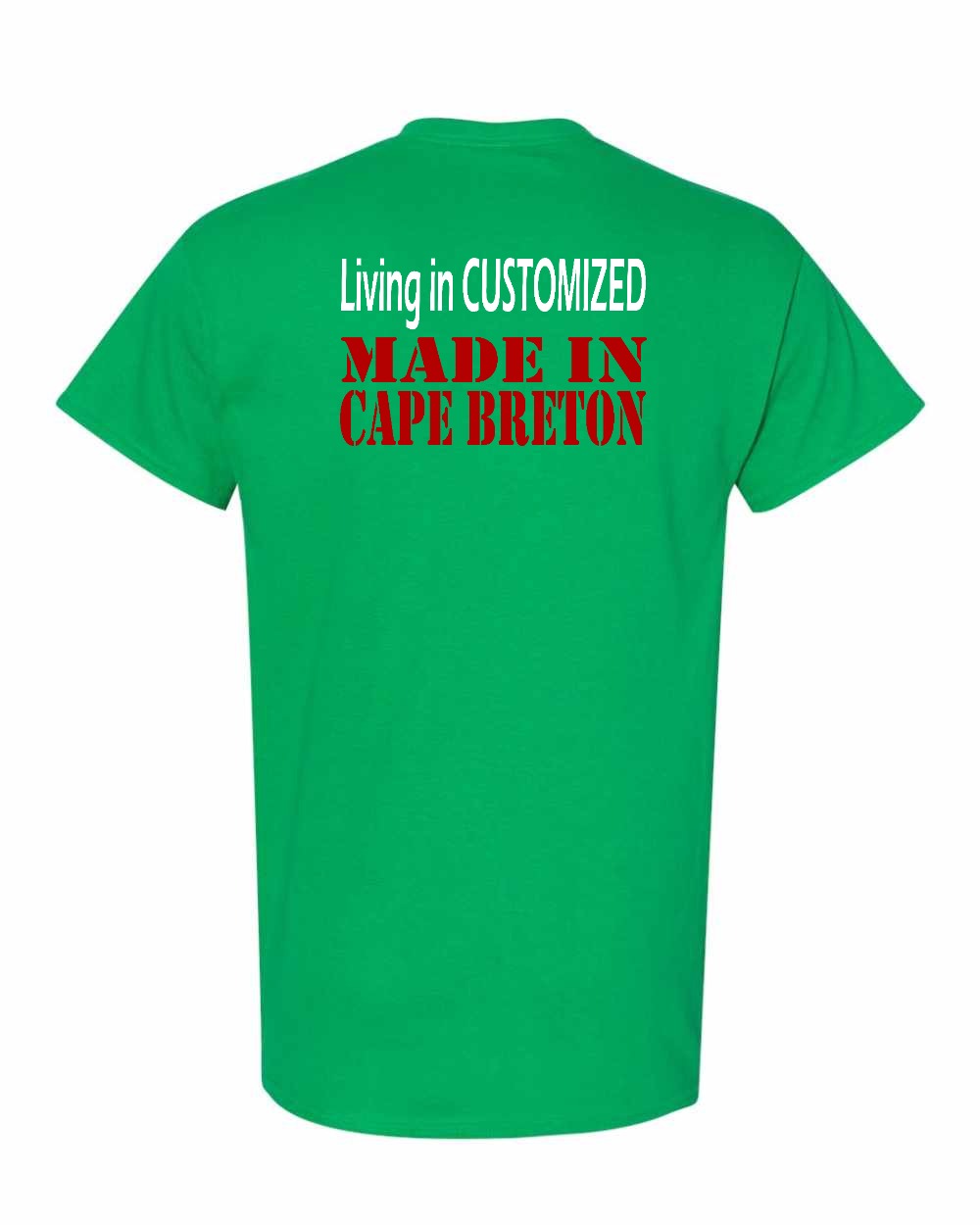 Living in Custom Made in Cape Breton Left Chest and Back Men's Tee