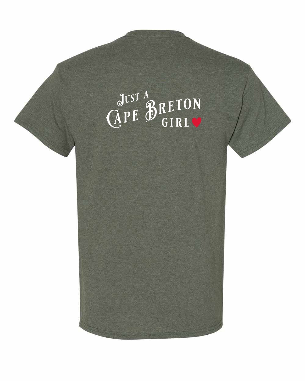 Just a Cape Breton Girl Red Heart Left Chest and Back Men's Tee