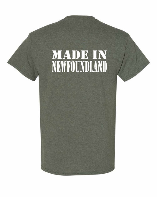 Made In NFLD ( White Lettering) Left Chest and Back Men's Tee