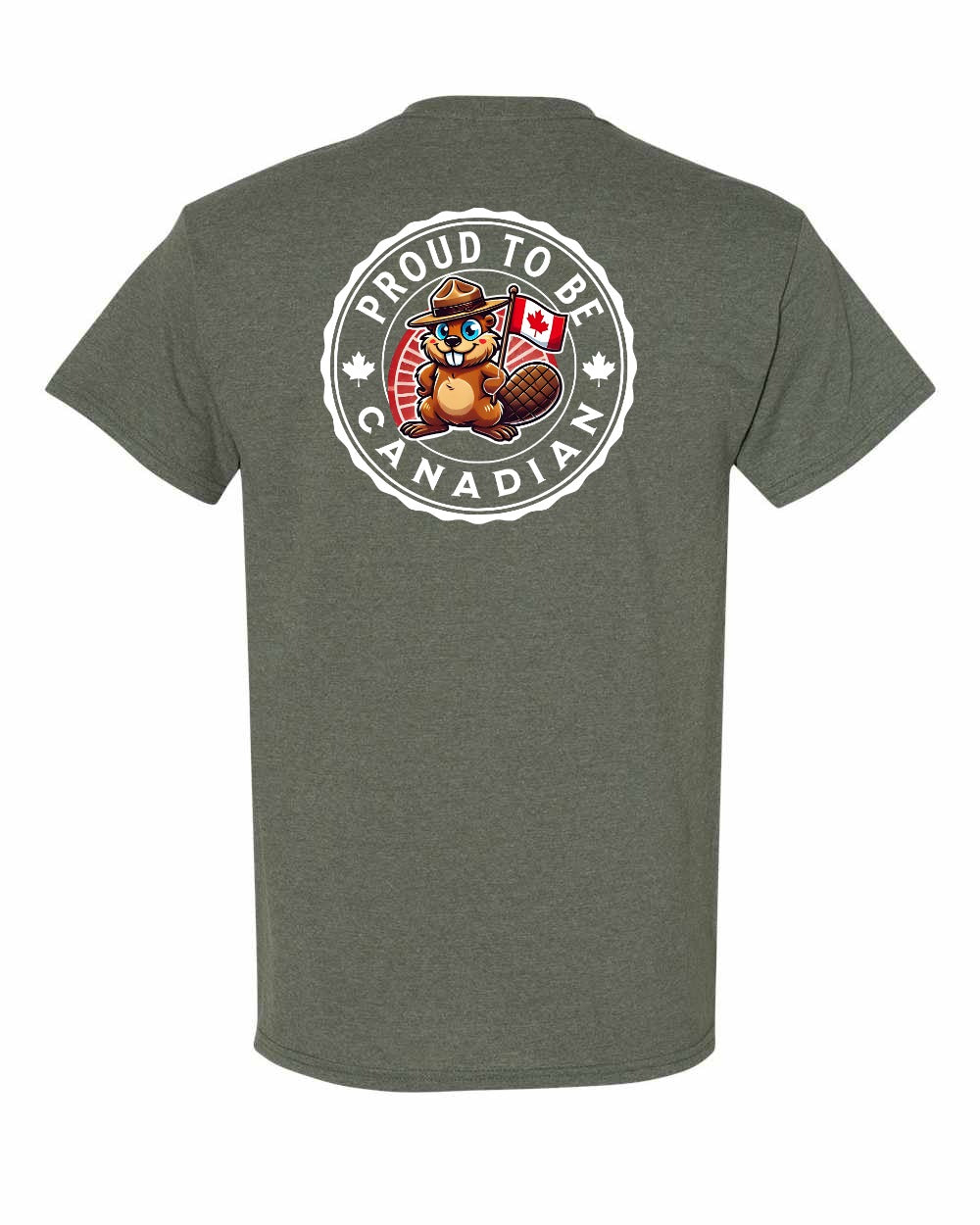 Proud to Be Canadian Beaver Left Chest & Back Men's Tee