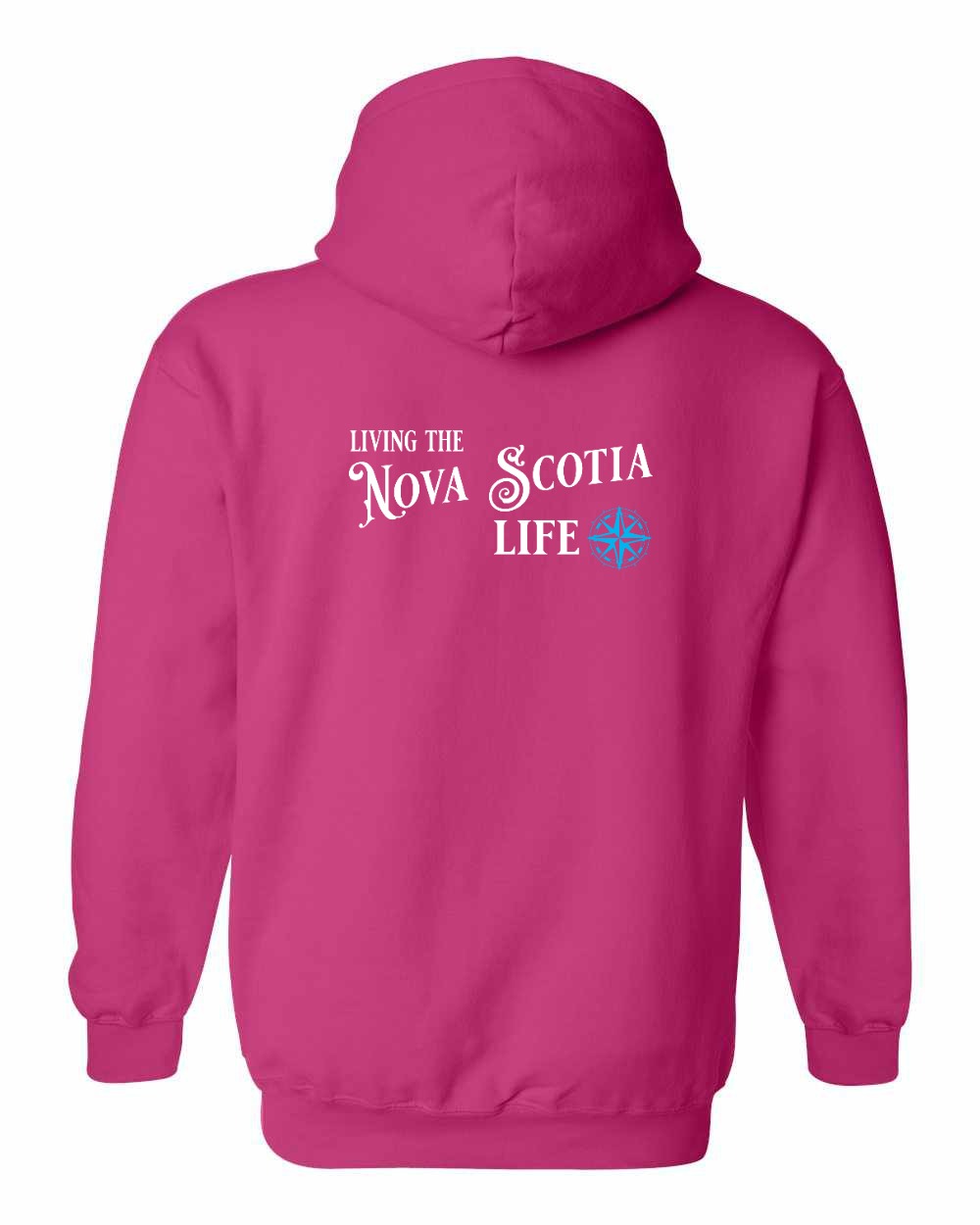Living the Nova Scotia Life blue Left Chest and Back pullover