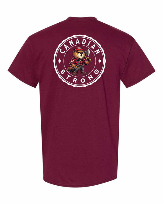 Canadian Strong Beaver Left Chest & Back Men's Tee