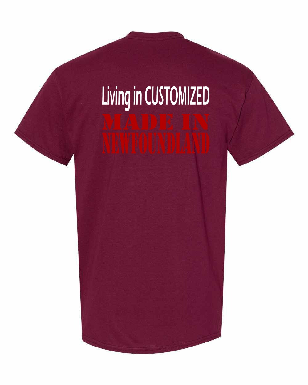 Living in Custom Made in Newfoundland Left Chest and Back Men's Tee