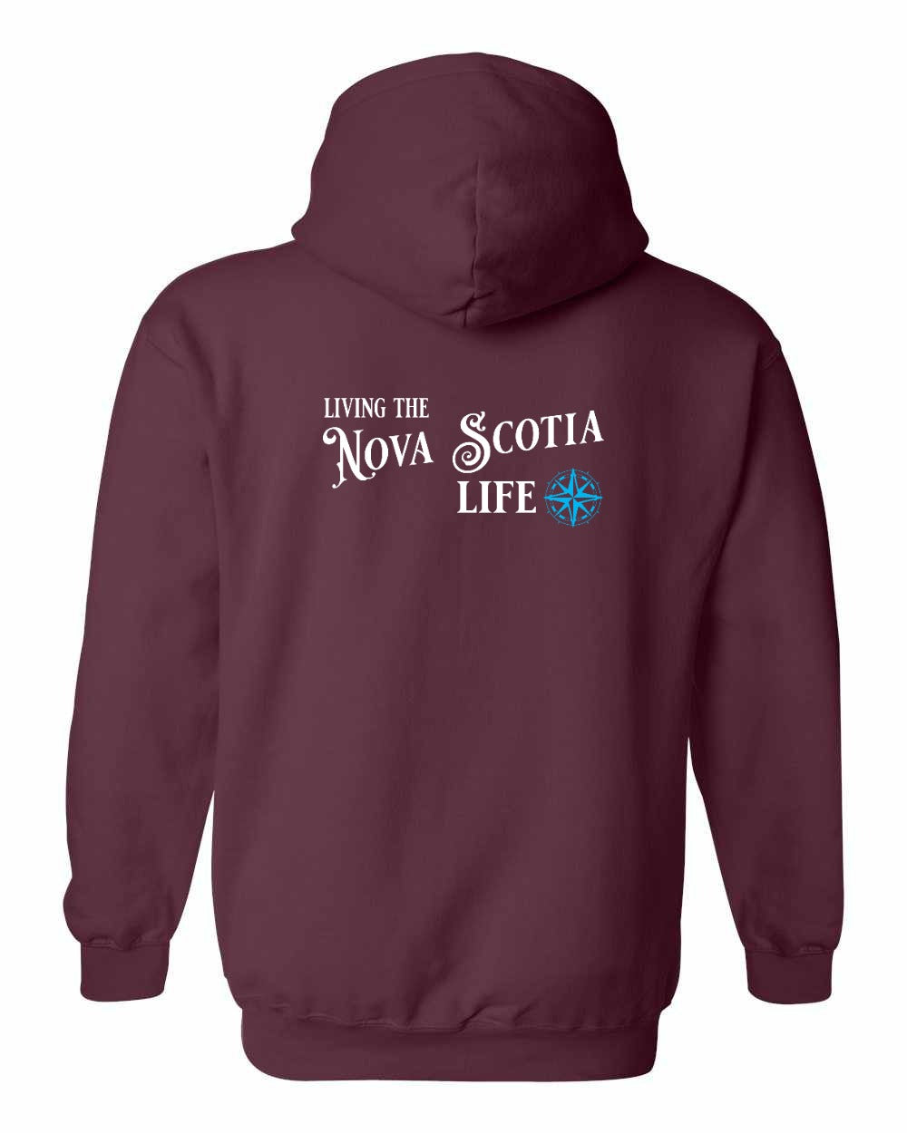 Living the Nova Scotia Life blue Left Chest and Back pullover