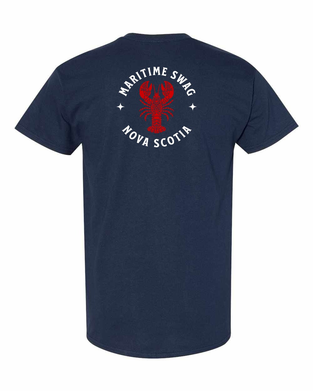 Maritime Swag Nova Scotia Mandala Red Lobster Left Chest and Back mens-tee