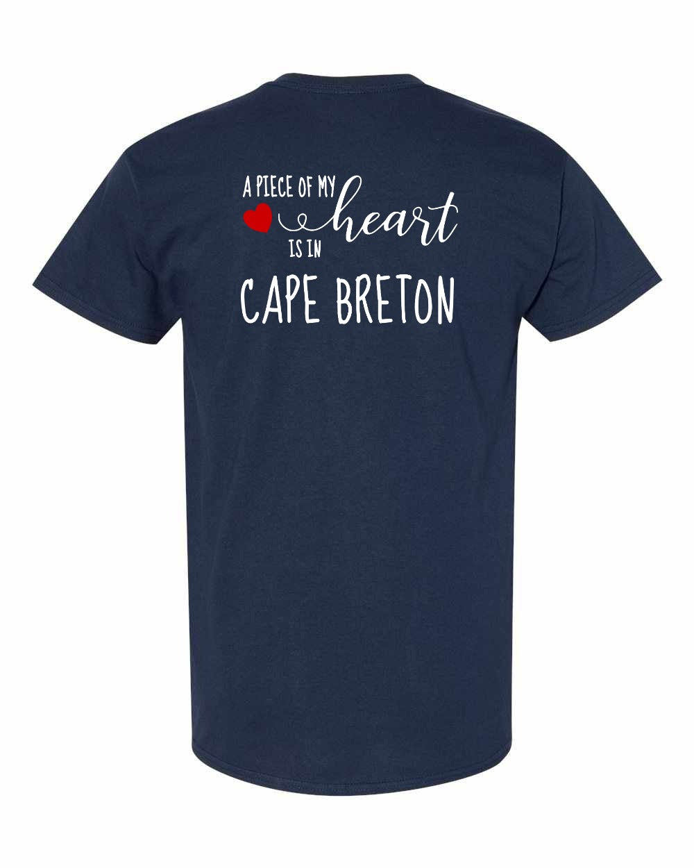 A piece of My heart in Cape Breton (Red Heart) Left Chest and Back Men's Tee