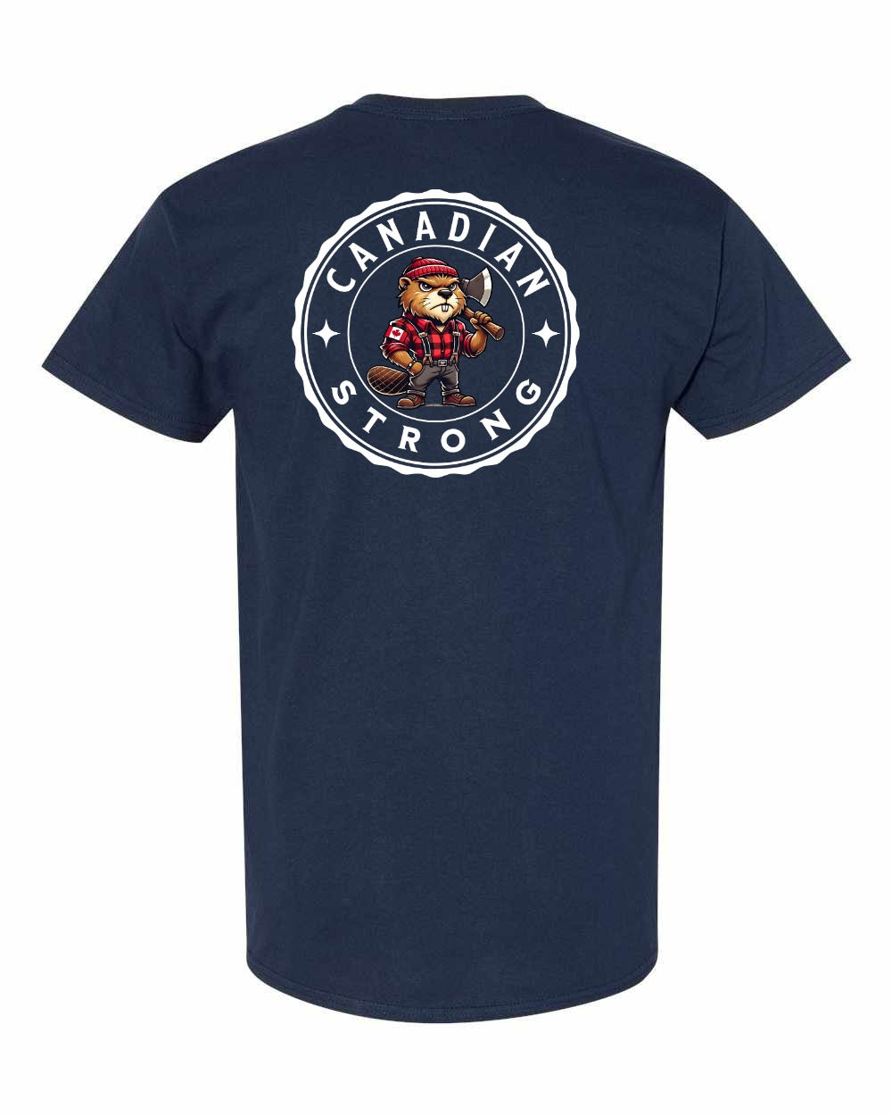 Canadian Strong Beaver Left Chest & Back Men's Tee