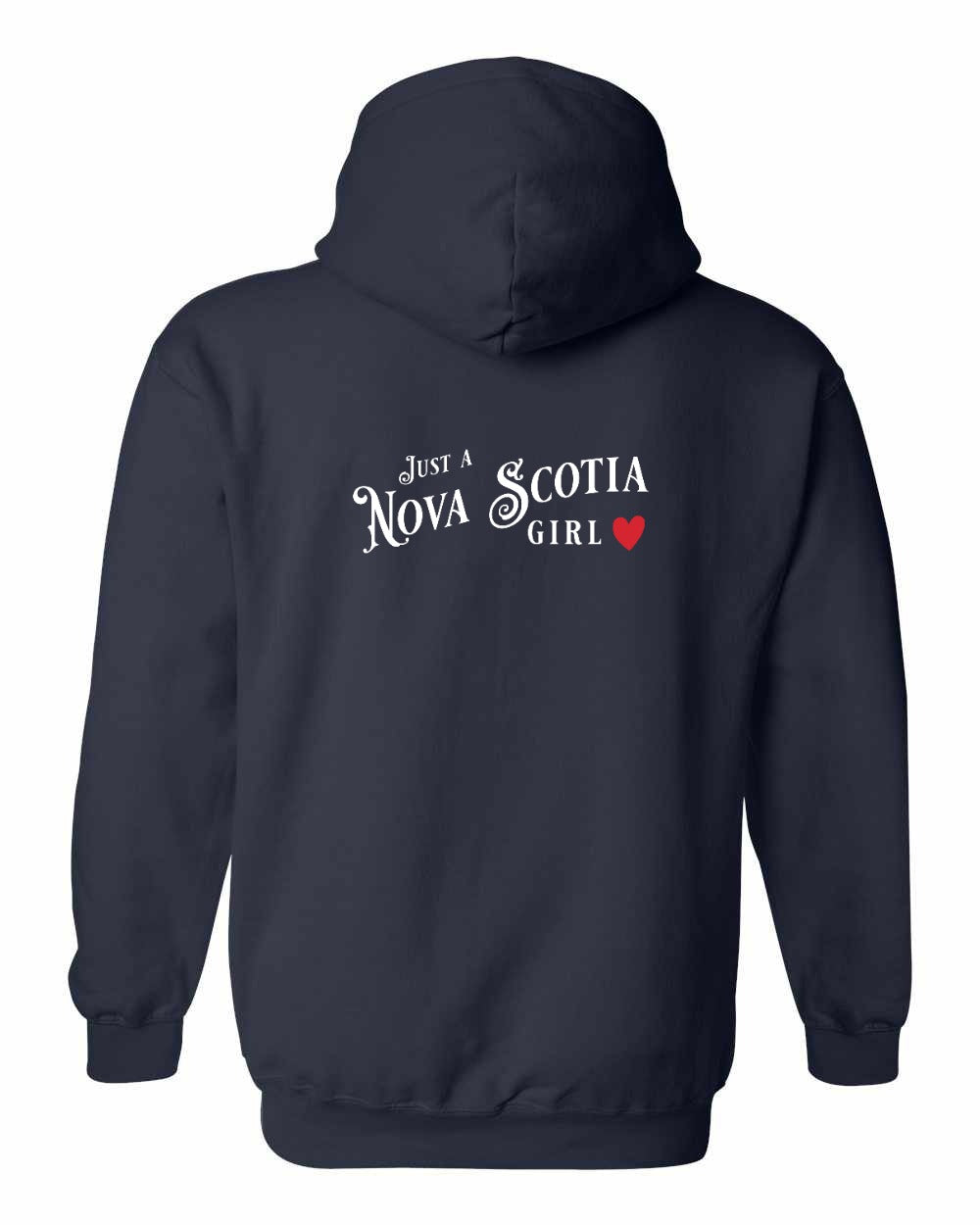 Just a Nova Scotia Girl Red Heart Left Chest and Back pullover