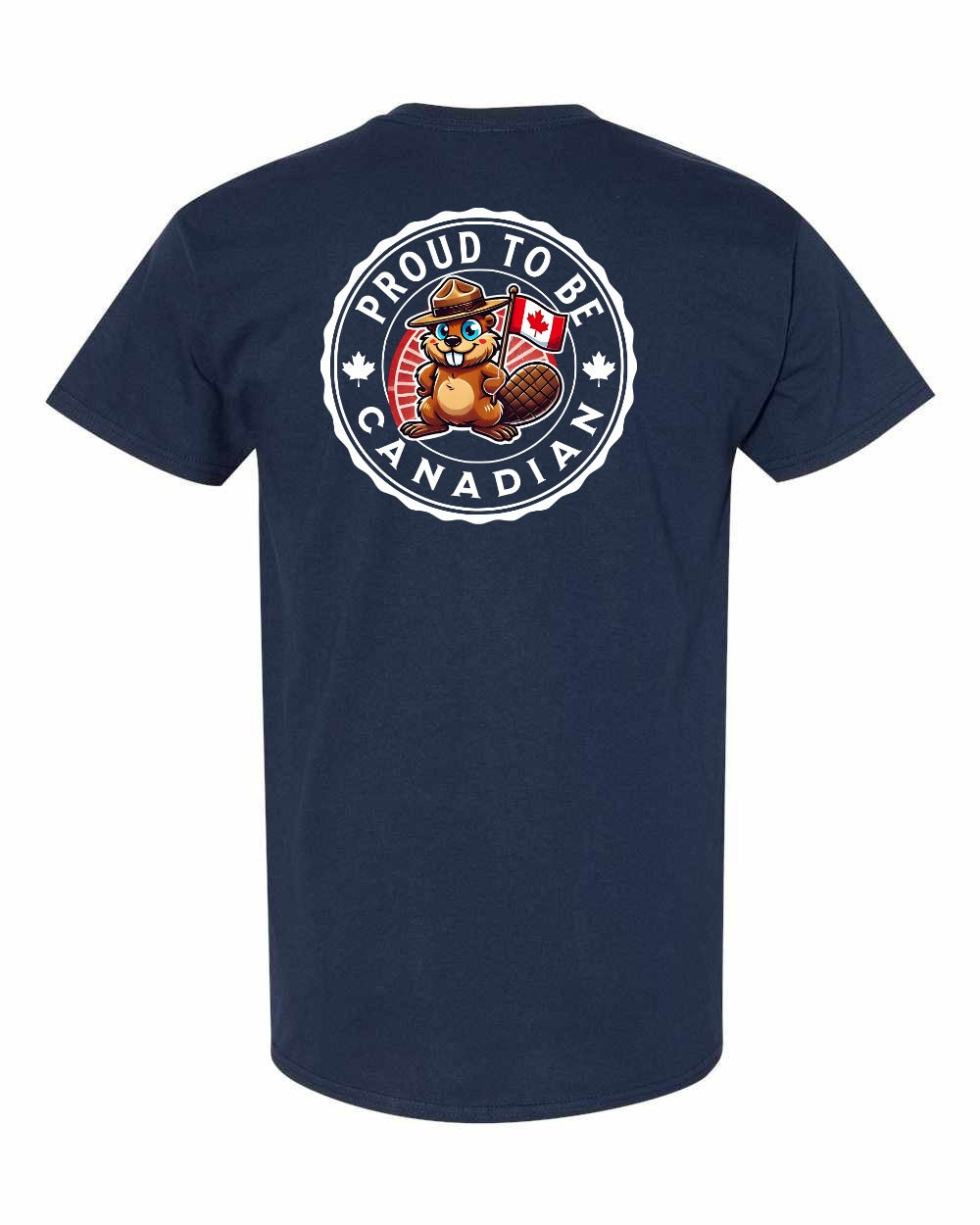 Proud to Be Canadian Beaver Left Chest & Back Men's Tee