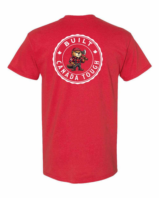 Built Canada Tough Axe Beaver Left Chest & Back Men's Tee