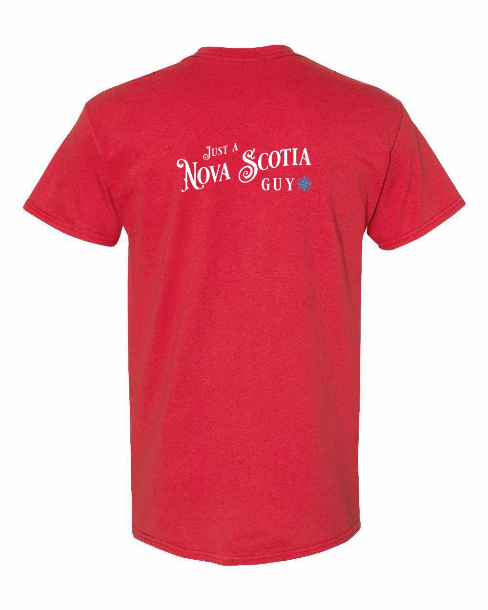 Just a Nova Scotia Guy blue Left Chest and Back mens-tee