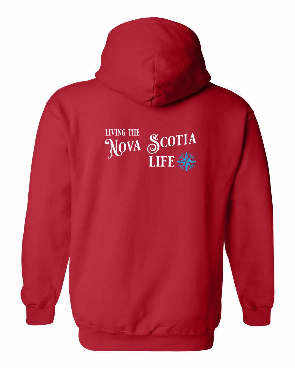 Living the Nova Scotia Life blue Left Chest and Back pullover