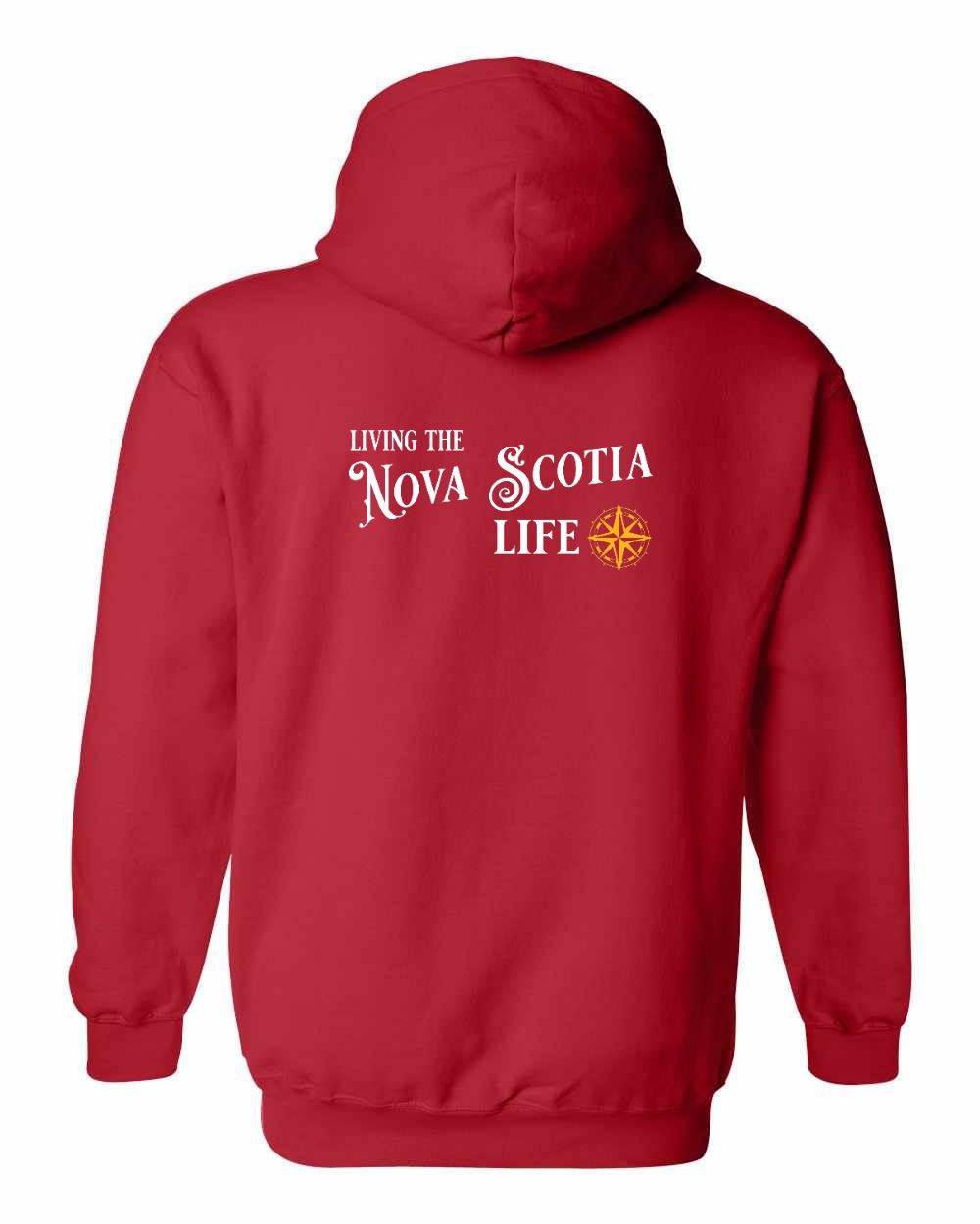 Living the Nova Scotia Life yellow Left Chest and Back pullover