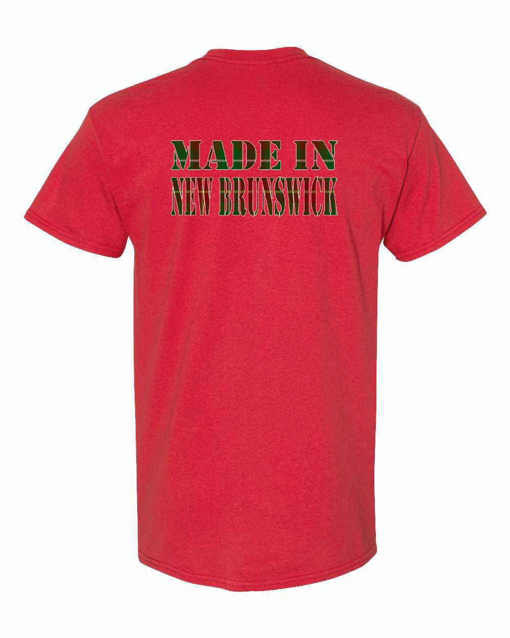 Made In New Brunswick ( Tartan Lettering) Left Chest and Back Men's Tee