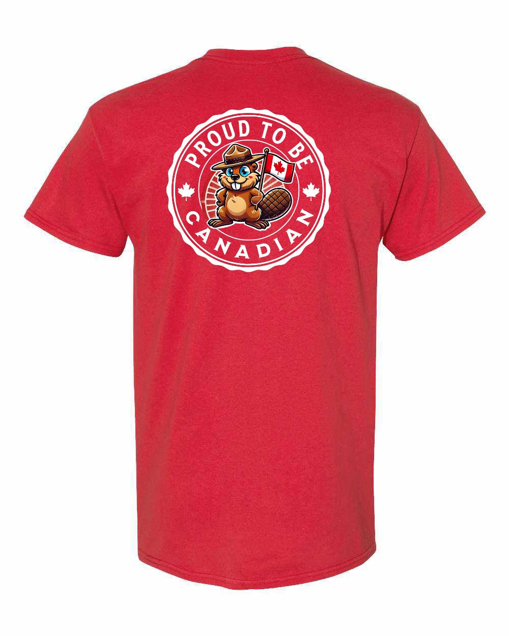 Proud to Be Canadian Beaver Left Chest & Back Men's Tee