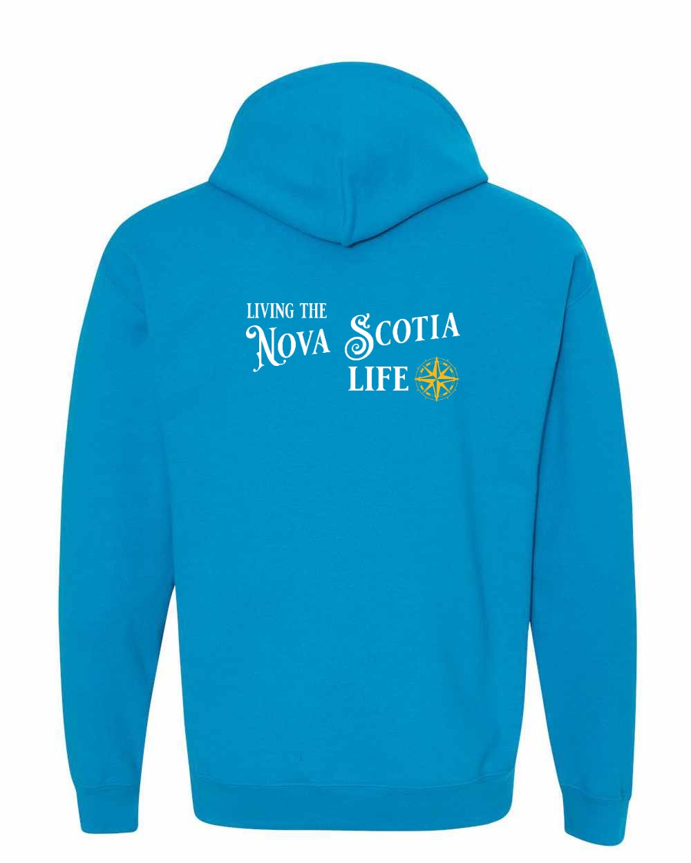 Living the Nova Scotia Life yellow Left Chest and Back pullover
