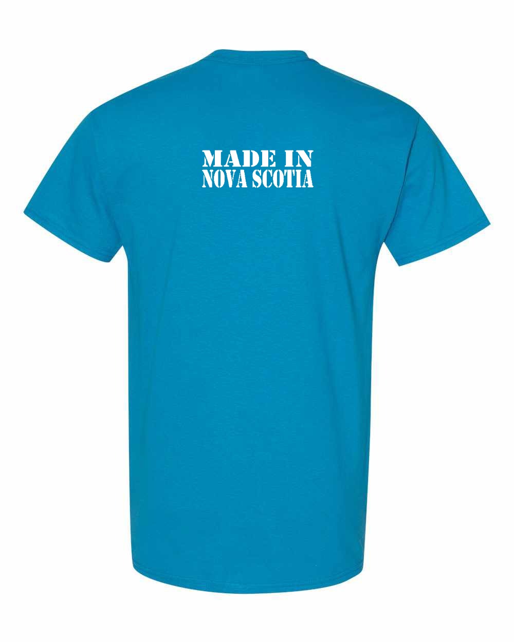 Made In Nova Scotia ( White Lettering) Left Chest and Back mens-tee