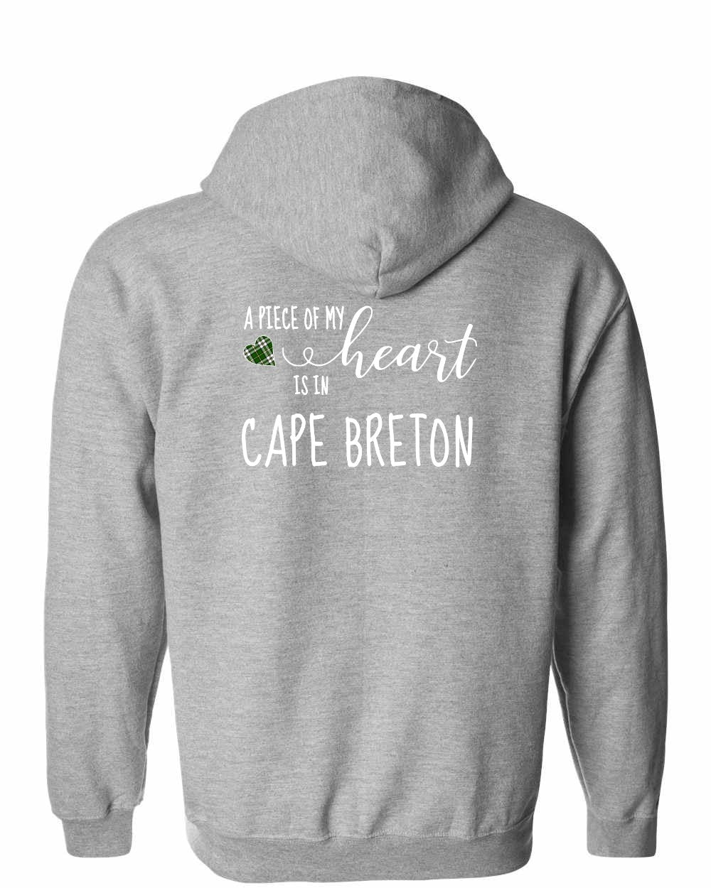 A piece of My heart in Cape Breton (Tartan Heart) Left Chest and Back Zip Hoodie