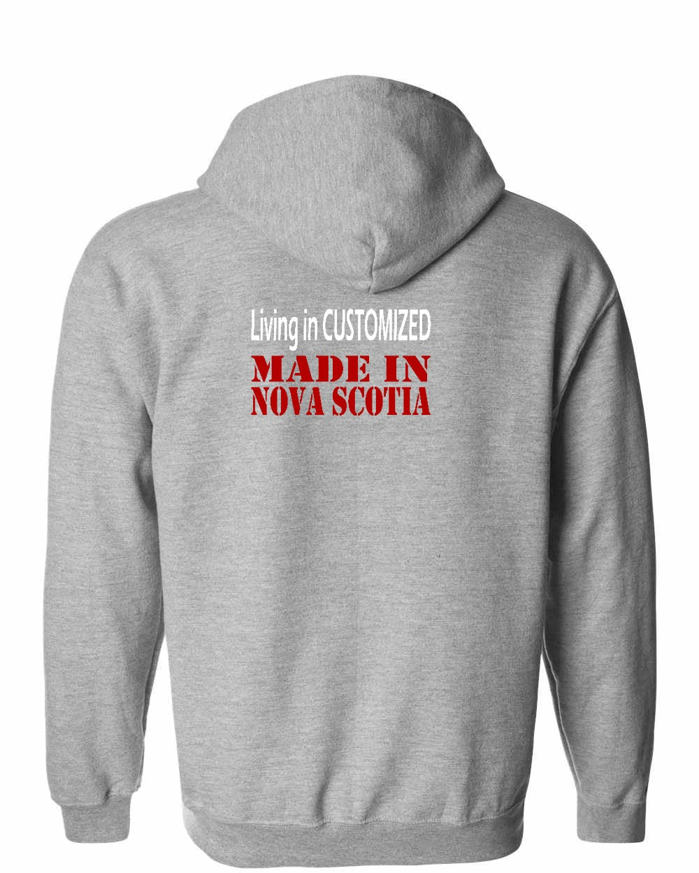 Living in Custom Made in Nova Scotia Left Chest and Back zip-hoodie