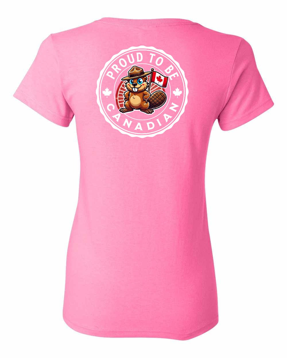 Proud to be Canadian Beaver Left Chest and Back Women's Tee