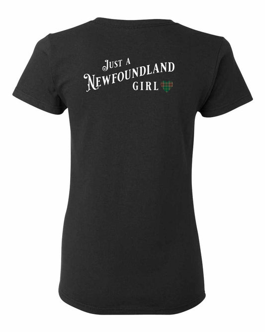 Just a NFLD Girl Tartan Left Chest and Back Women's Tee