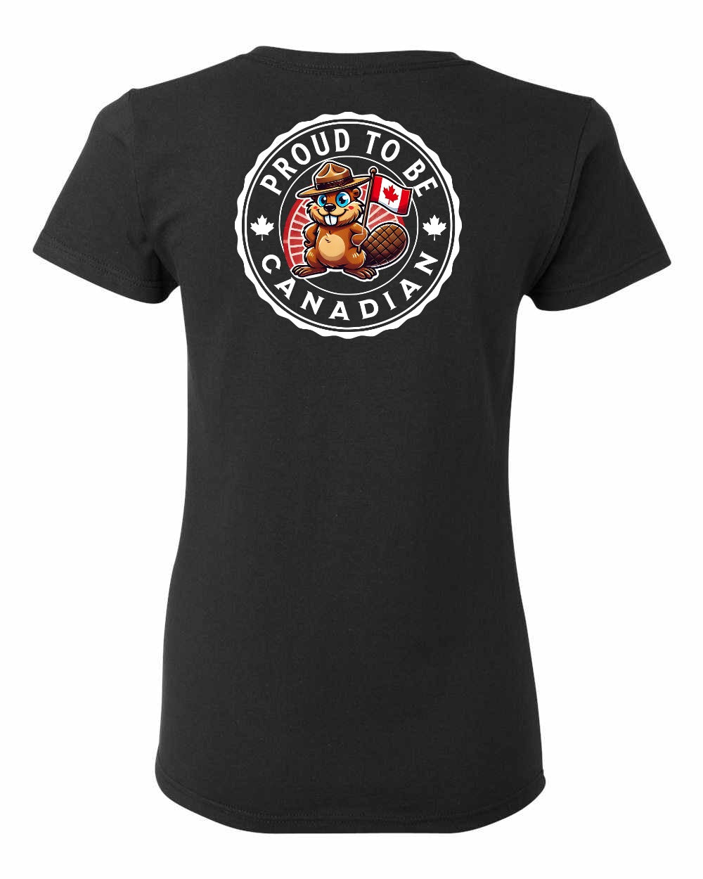 Proud to be Canadian Beaver Left Chest and Back Women's Tee