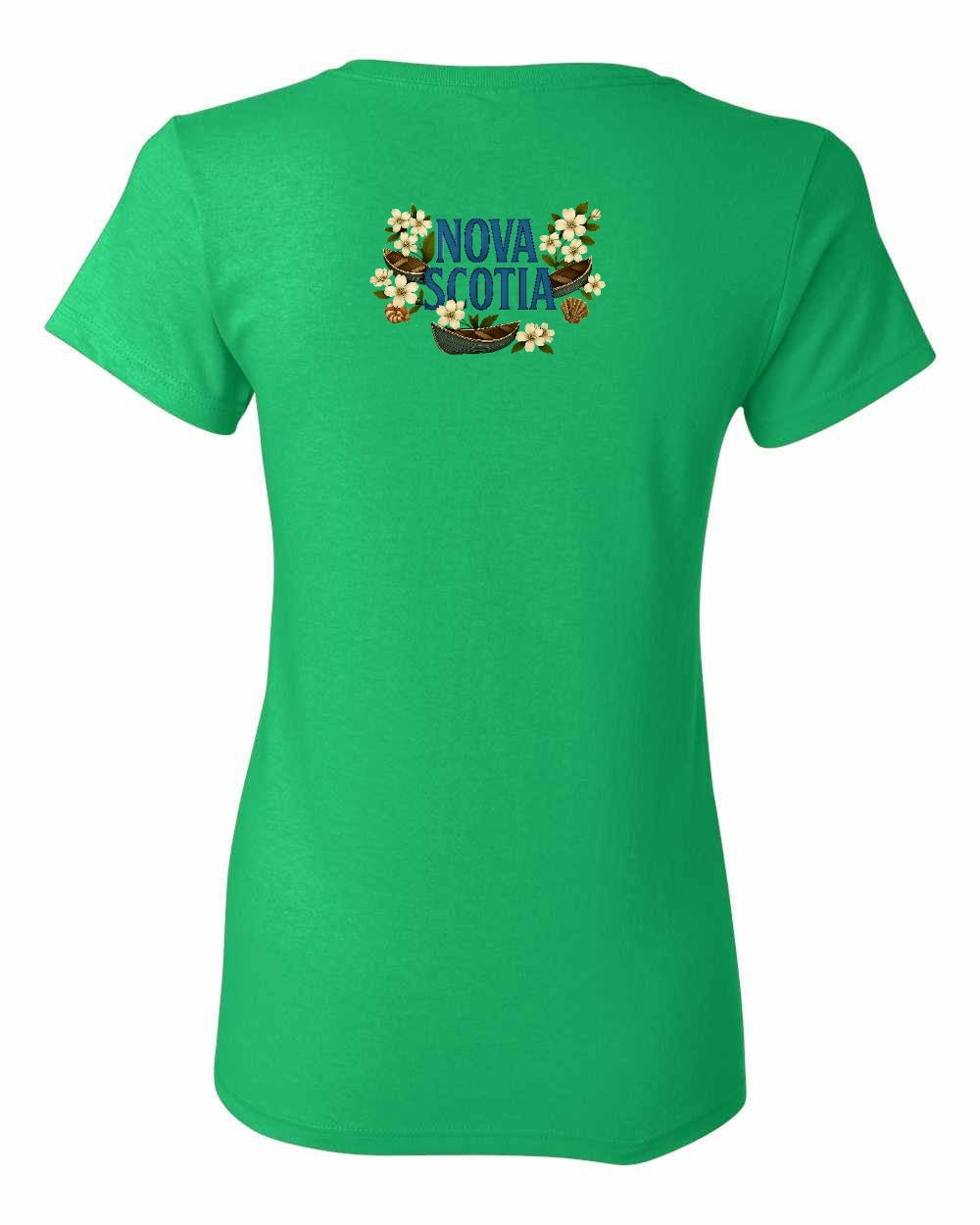 Nova Scotia Flowers Left Chest and Back womens-tee