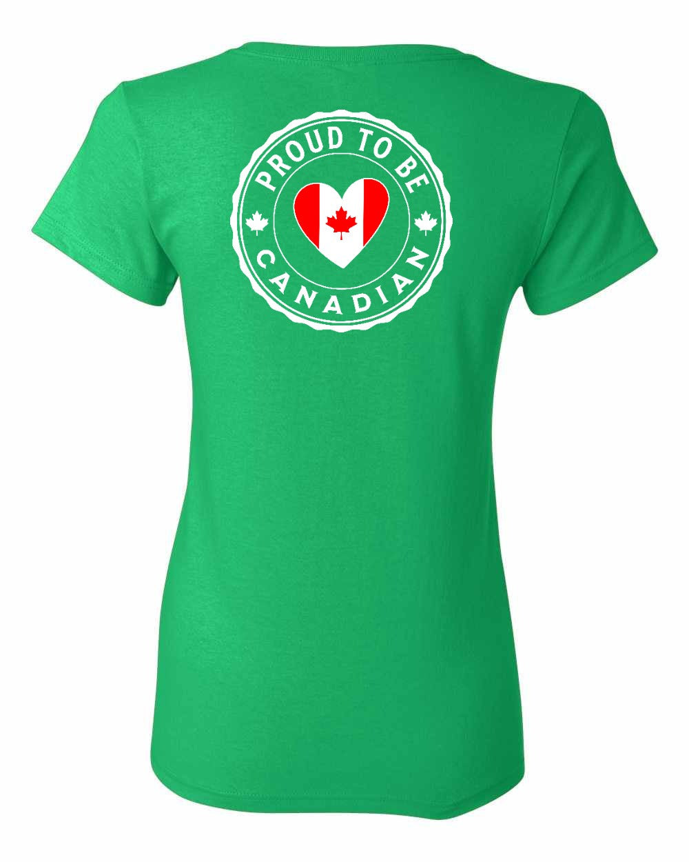 Proud to Be Canadian Heart Left Chest And Back Women's Tee