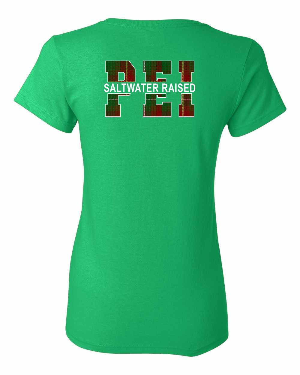 Prince Edward Island Saltwater Raised Left Chest and Back Women's Tee