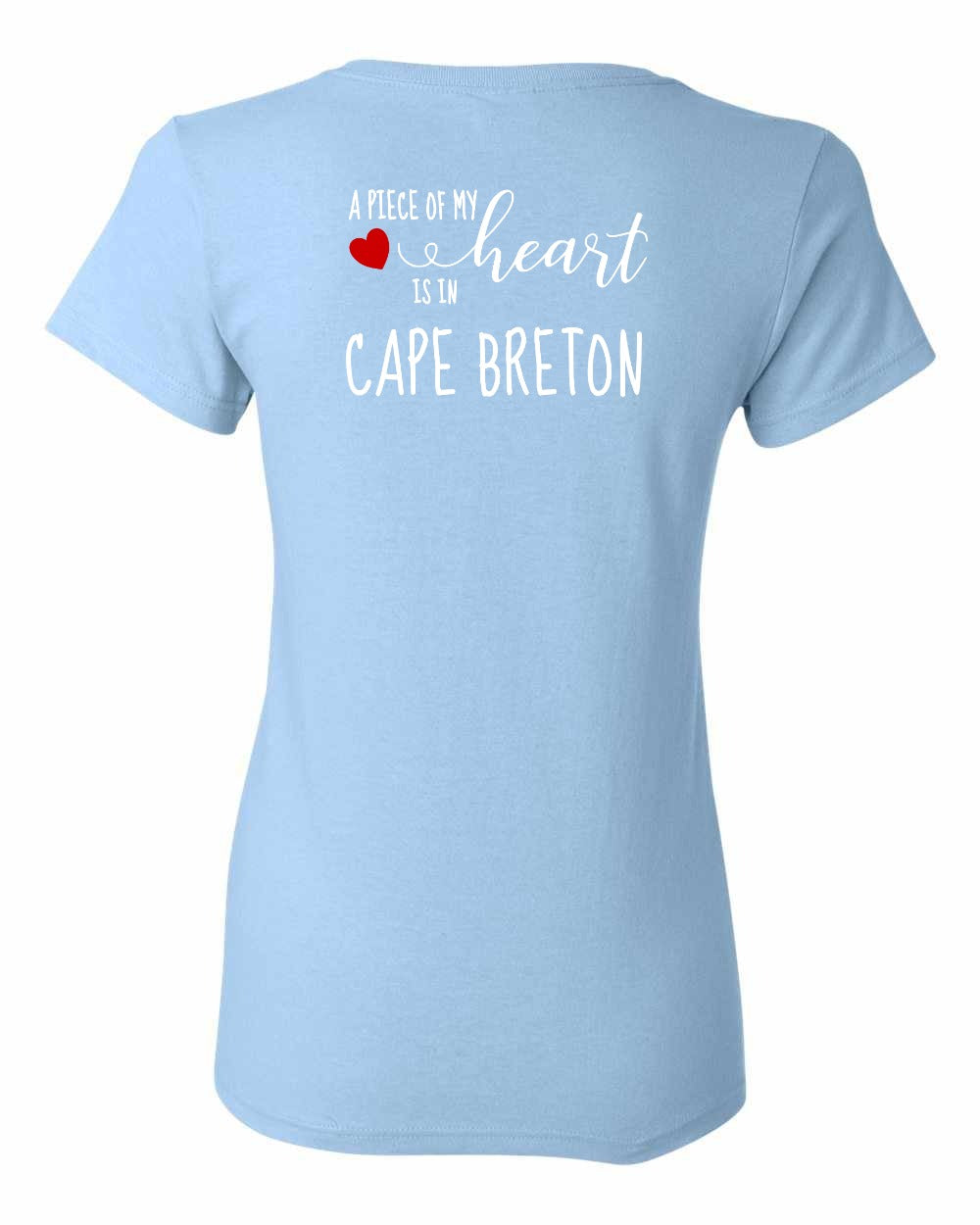 A piece of My heart in Cape Breton (Red Heart) Left Chest and Back Women's Tee