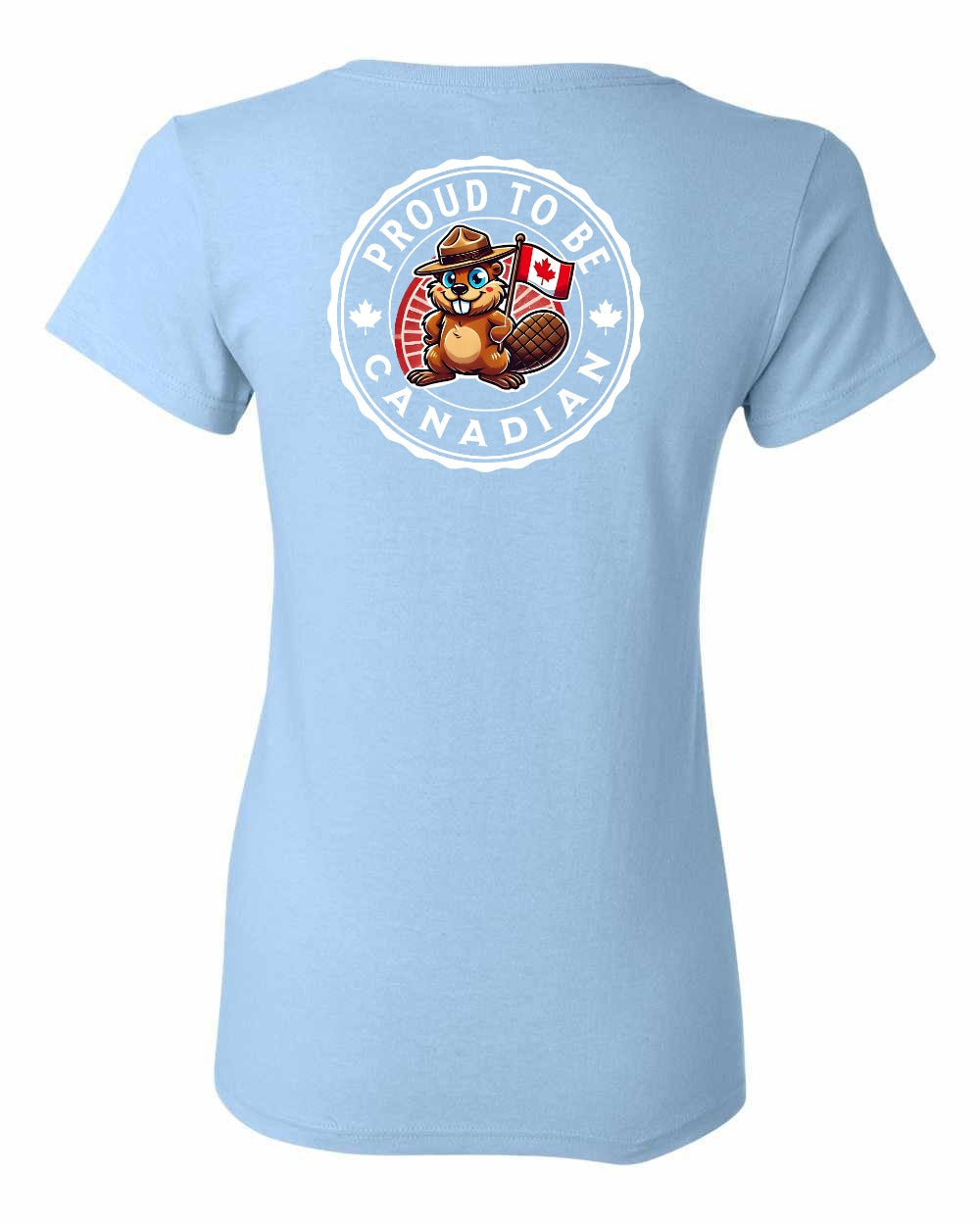Proud to be Canadian Beaver Left Chest and Back Women's Tee
