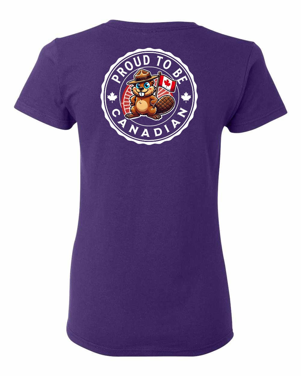Proud to be Canadian Beaver Left Chest and Back Women's Tee