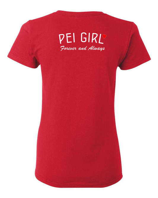PEI Girl Forever and Always Left Chest and Back Women's Tee
