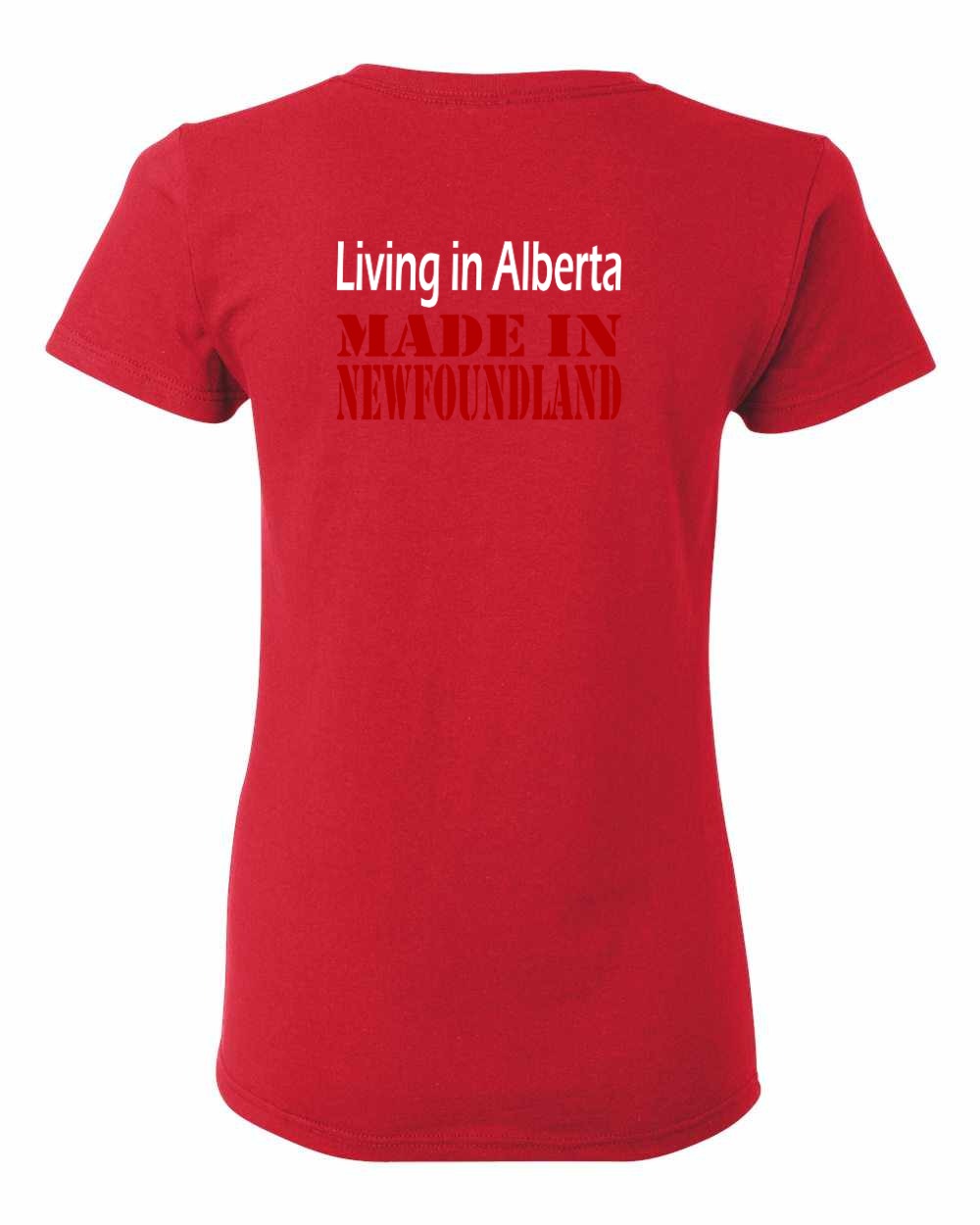 Living Alberta Made in Newfoundland Left Chest and Back Women's Tee