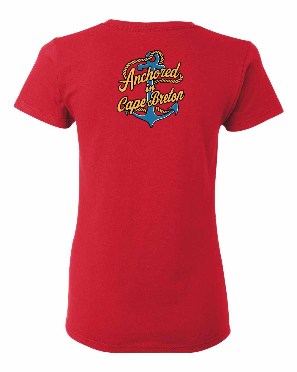 Anchored in Cape Breton (New Design) Left Chest and Back Women's Tee