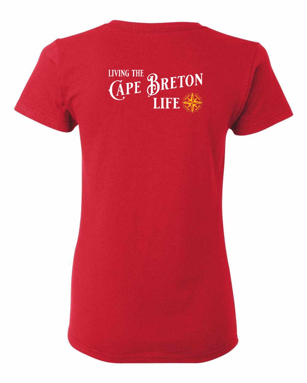 Living the Cape Breton Life yellow Left Chest and Back Women's Tee