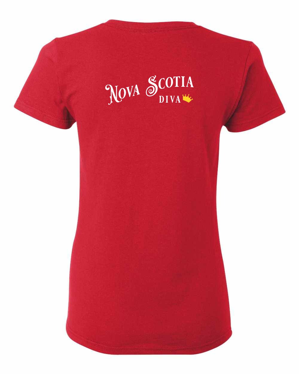 Nova Scotia Diva Left Chest and Back womens-tee