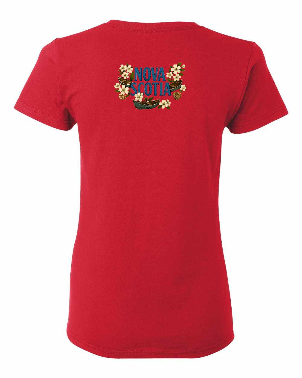 Nova Scotia Flowers Left Chest and Back womens-tee