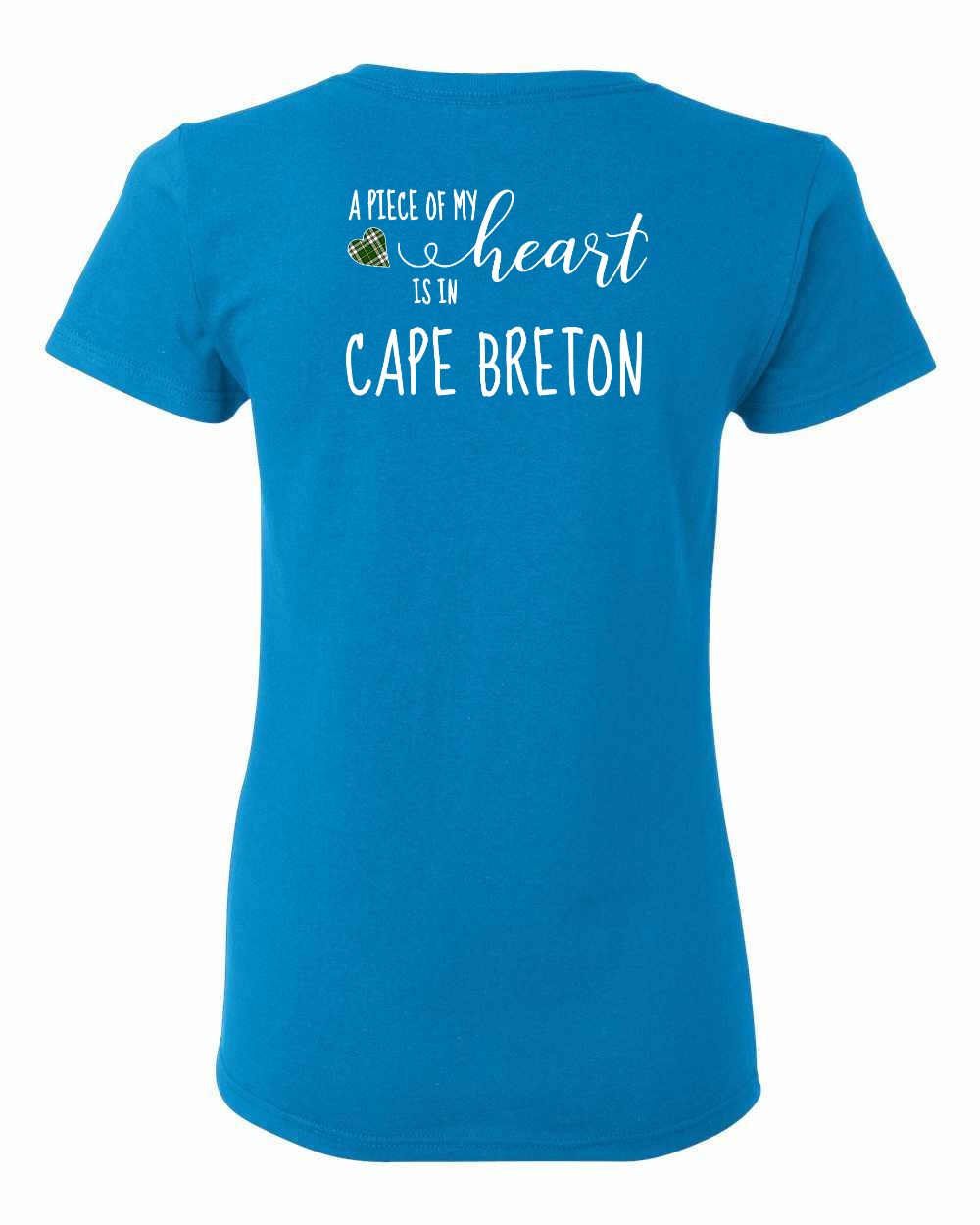 A piece of My heart in Cape Breton (Tartan Heart) Left Chest and Back Women's Tee