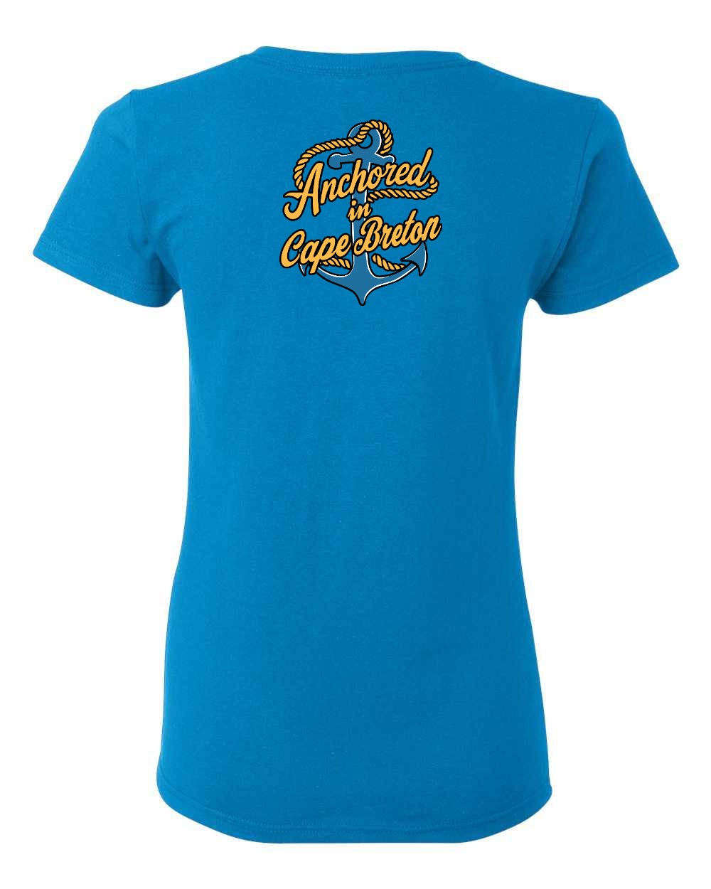 Anchored in Cape Breton (New Design) Left Chest and Back Women's Tee