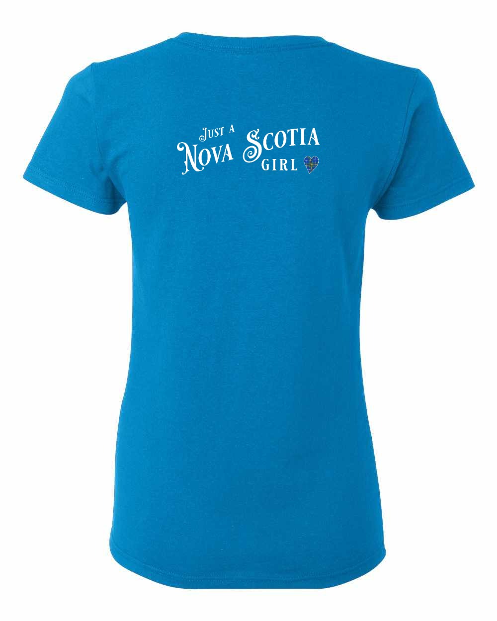 Just a Nova Scotia Girl Tartan Left Chest and Back womens-tee