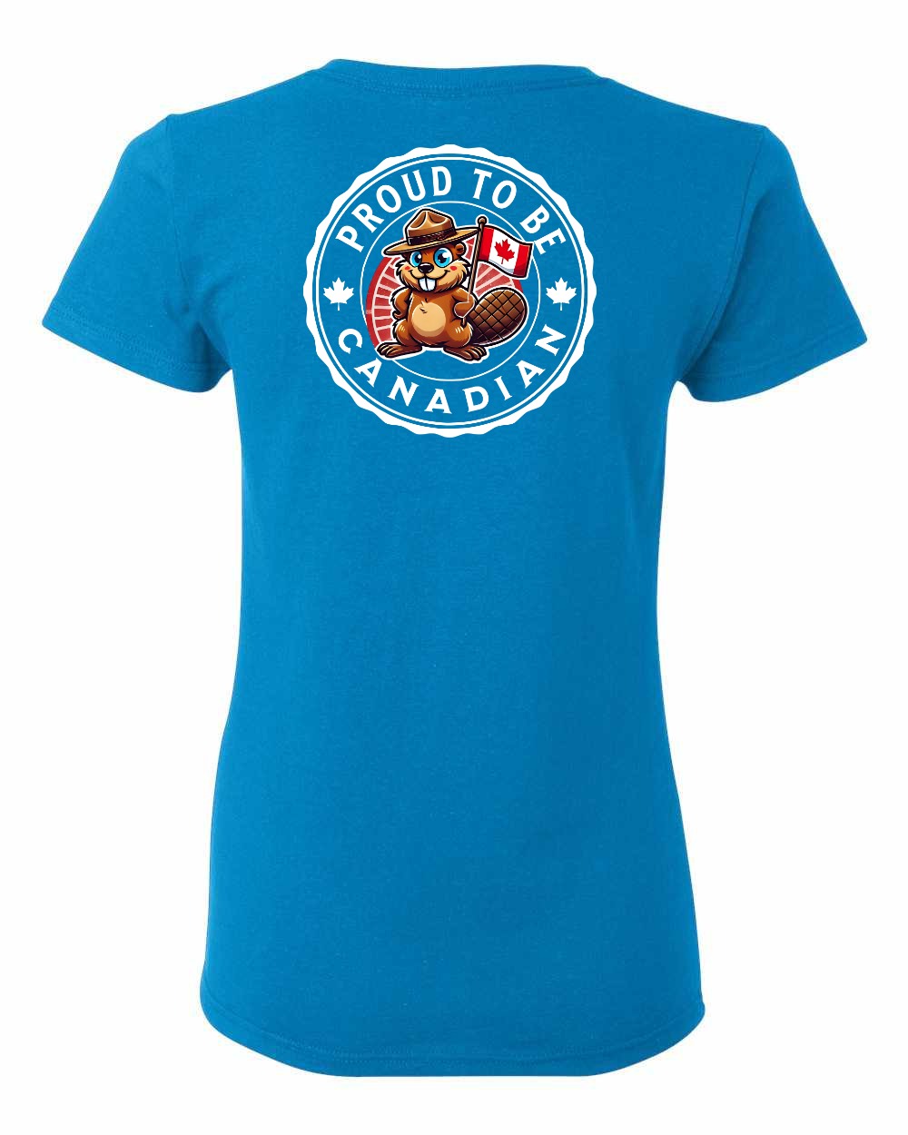 Proud to be Canadian Beaver Left Chest and Back Women's Tee