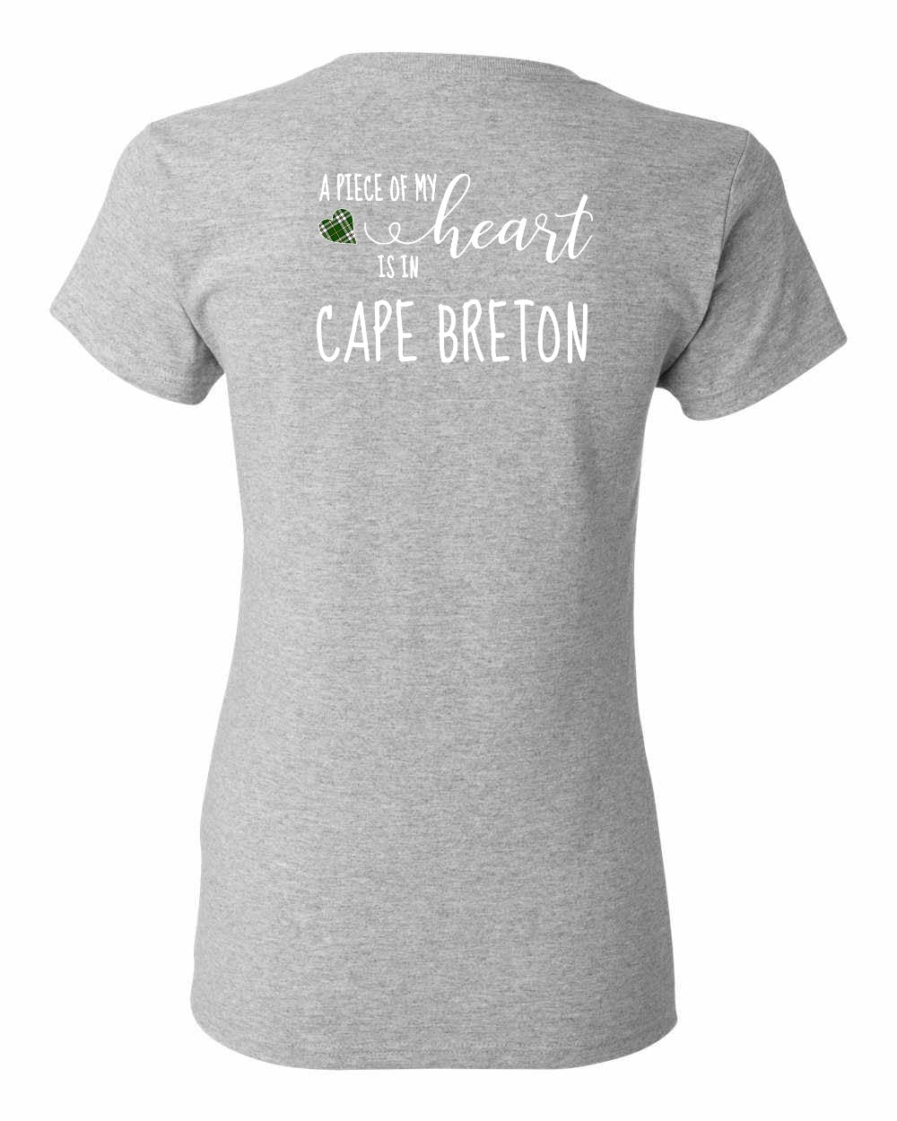 A piece of My heart in Cape Breton (Tartan Heart) Left Chest and Back Women's Tee